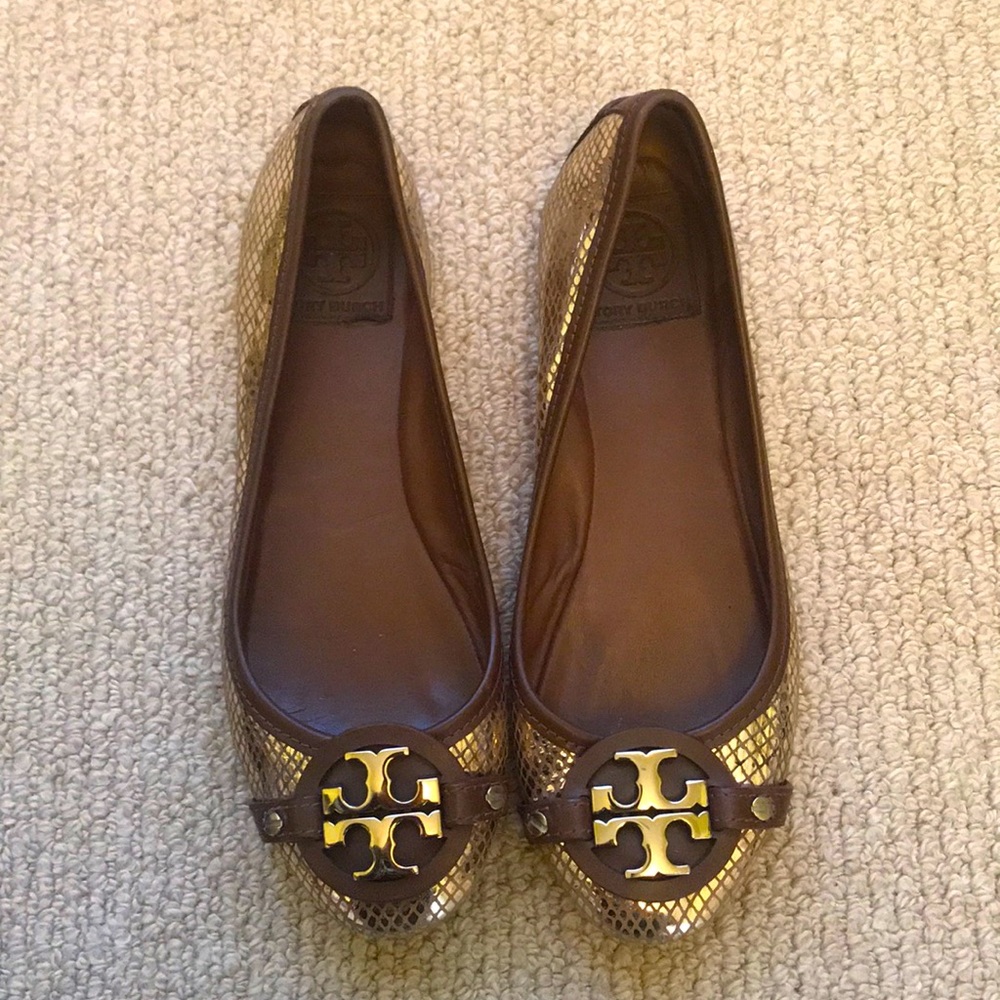 Tory Burch Gold Flats